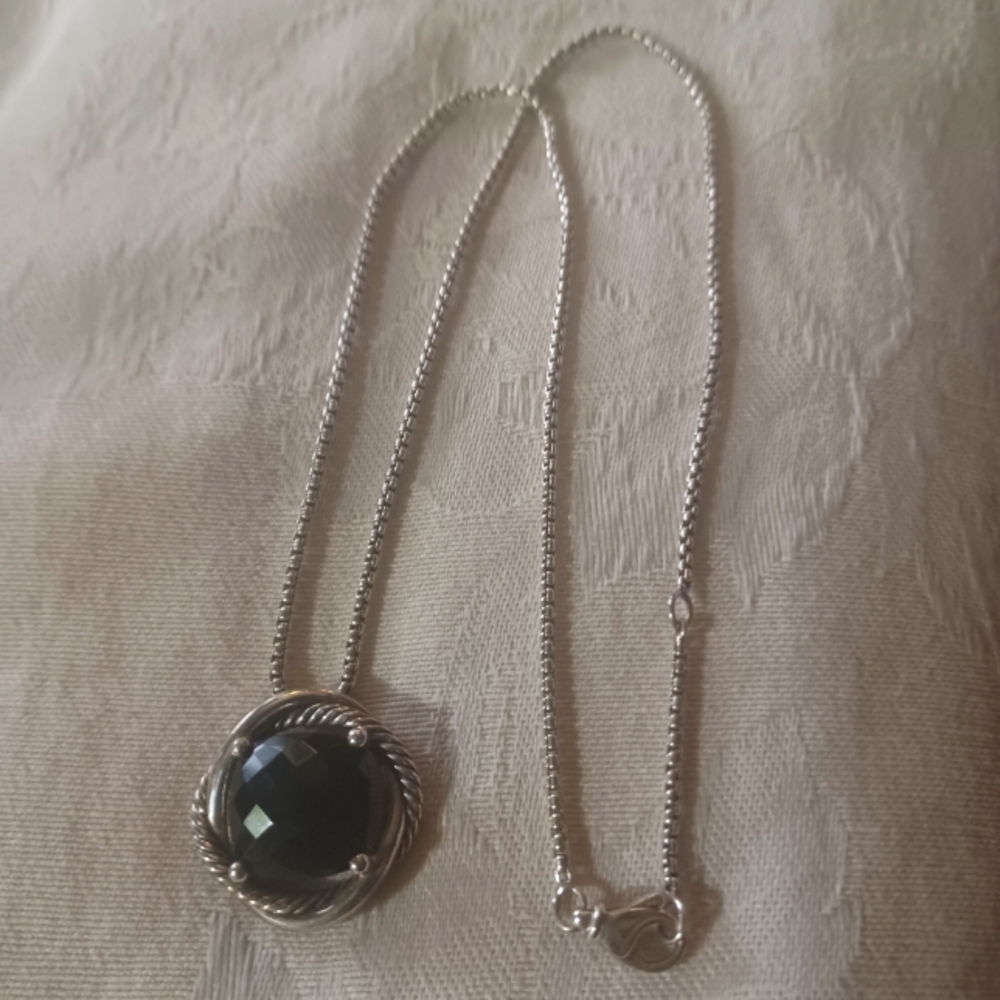 David Yurman Infinity Necklace with Onyx, Sterling Silver